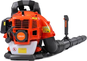 52 CC Gas Powered Backpack Leaf Blower – 550 CFM 230 MPH High-Power Airflow – Lightweight Low-Vibration Harness & 1 L Tank – Quick-Start Gas Blower Clears Leaves, Debris & Snow Fast (E431)