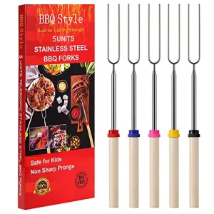 5pcs Marshmallow Roasting Sticks,Telescoping Smores Sticks for Open Fire Pit