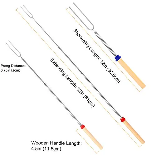 5pcs Marshmallow Roasting Sticks,Telescoping Smores Sticks for Open Fire Pit