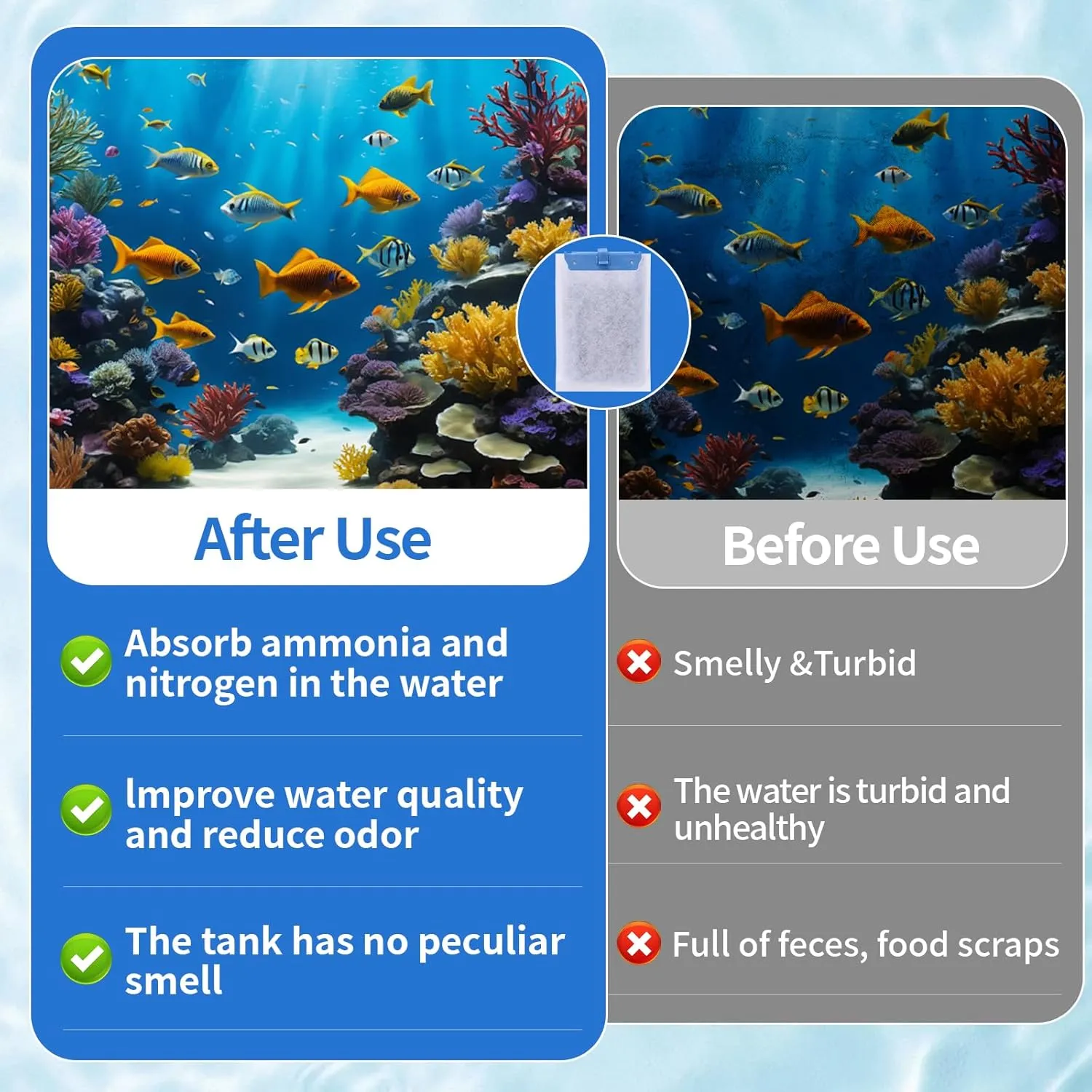 6 Pack Aquarium Filter Cartridges - Compatible with Whisper Power Filters, Medium Bio-Bag Replacement for 10i, PF10, IQ10 - High-Efficiency Filtration, Easy to Install, Keeps Water Crystal Clear