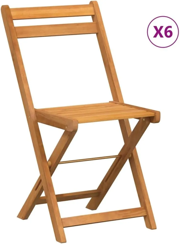 6-Piece Solid Acacia Wood Folding Bistro Chairs for Outdoor Patio Garden Dining Poolside Foldable Furniture with Oil Finish (15.7x20.1x31.5 Inch)