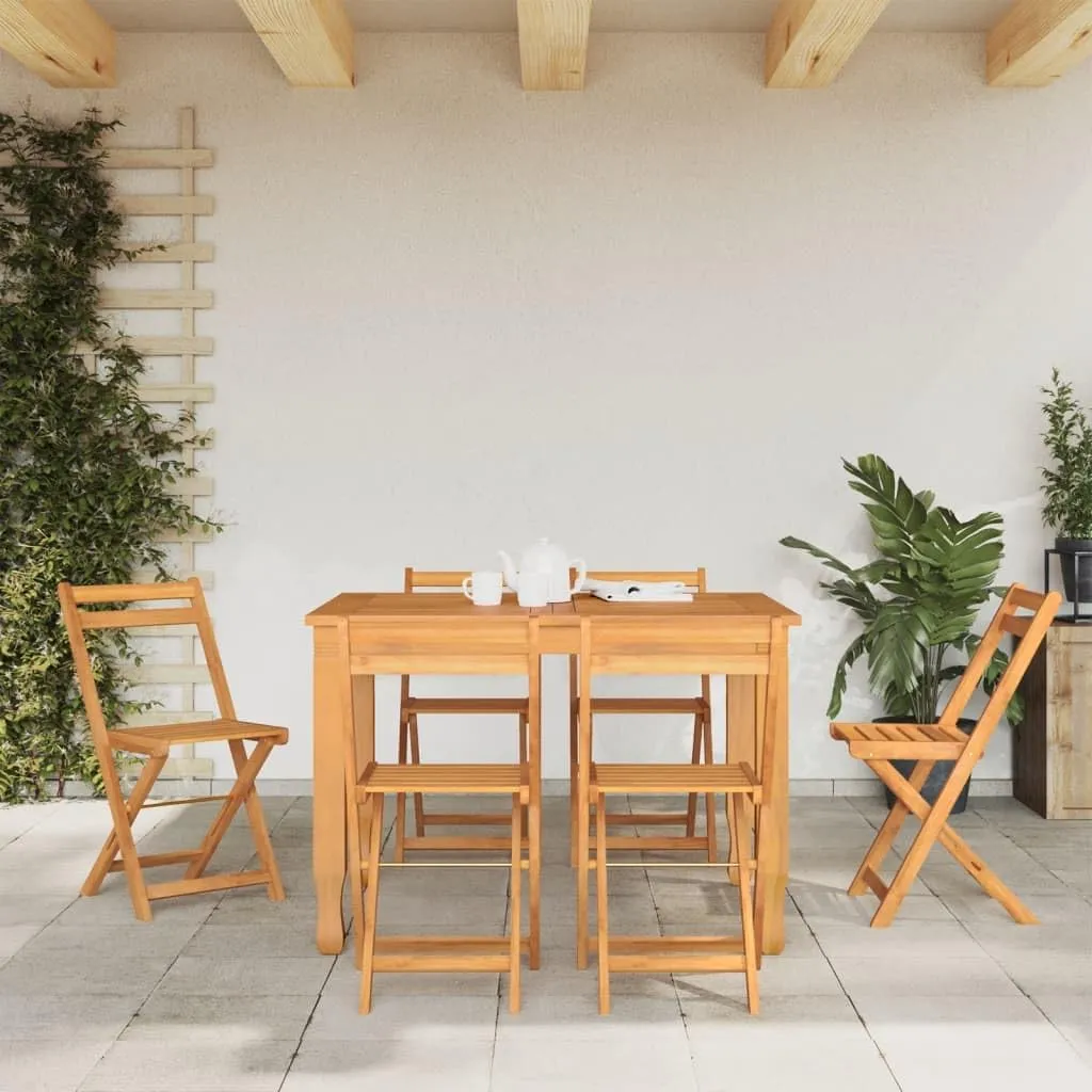 6-Piece Solid Acacia Wood Folding Bistro Chairs for Outdoor Patio Garden Dining Poolside Foldable Furniture with Oil Finish (15.7x20.1x31.5 Inch)