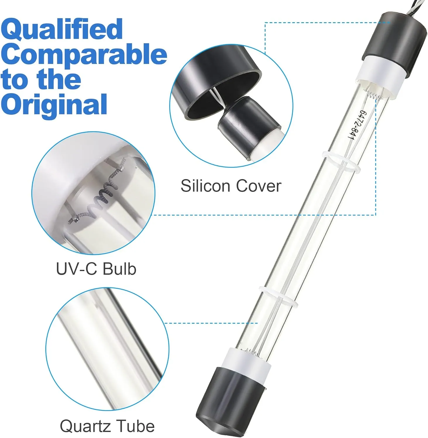 6472-841 Pool and Spa UV Bulb Replacement Parts Compatible with Sundance Hot Tub Spas Water Purification System, Complete Assemble with Gasket and Connector (2)
