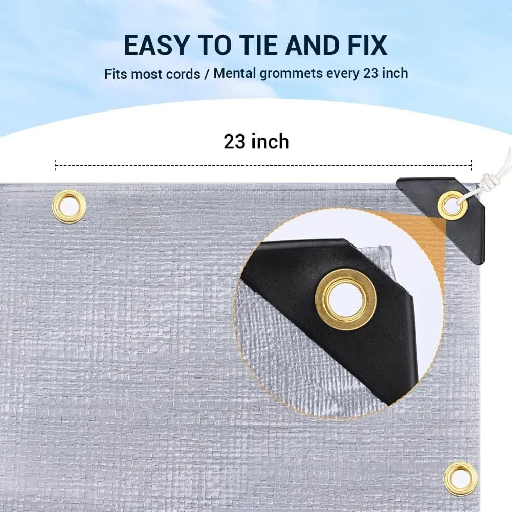 6x10 Feet Tarp,18 Mil Heavy Duty Tarp,UV Resistant,Tear Resistant,Outdoor Tarps Cover with Reinforced Edge Grommets for Roofs,Patios,Camping,Trucks,Yachts (6ft x 10ft)