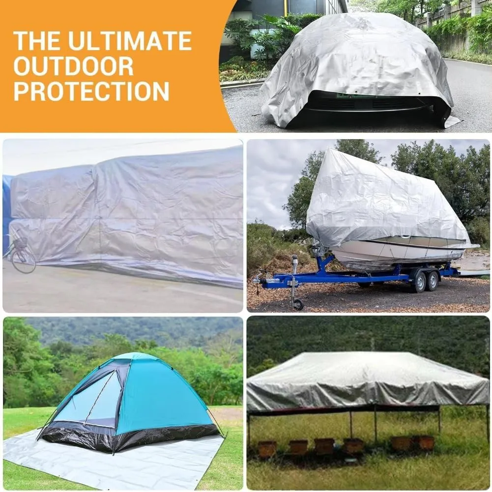 6x10 Feet Tarp,18 Mil Heavy Duty Tarp,UV Resistant,Tear Resistant,Outdoor Tarps Cover with Reinforced Edge Grommets for Roofs,Patios,Camping,Trucks,Yachts (6ft x 10ft)
