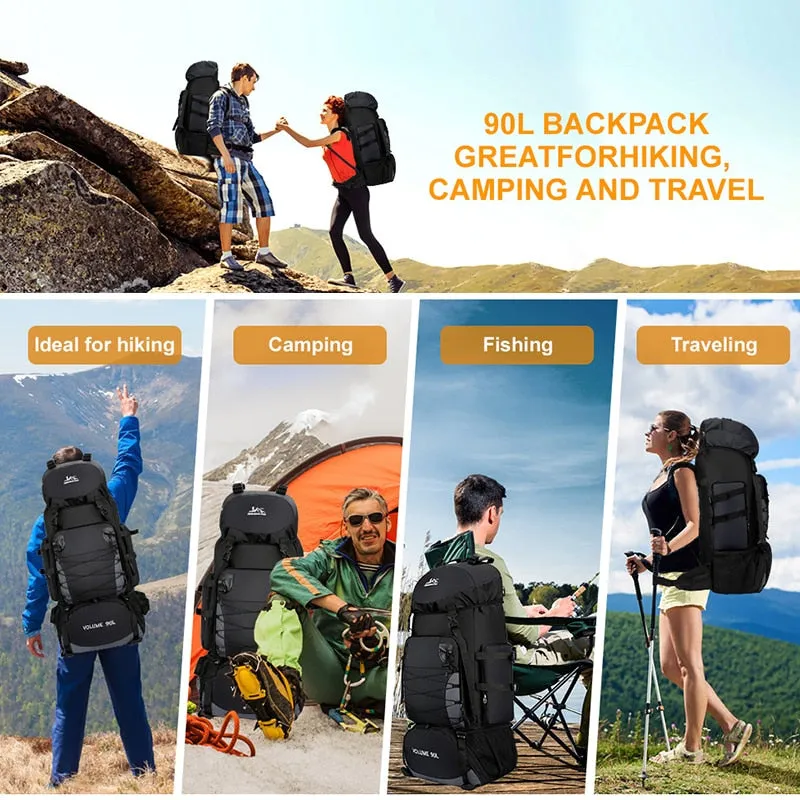 80L 90L large camping backpack travel bag men and women luggage hiking shoulder bags outdoor climbing trekking