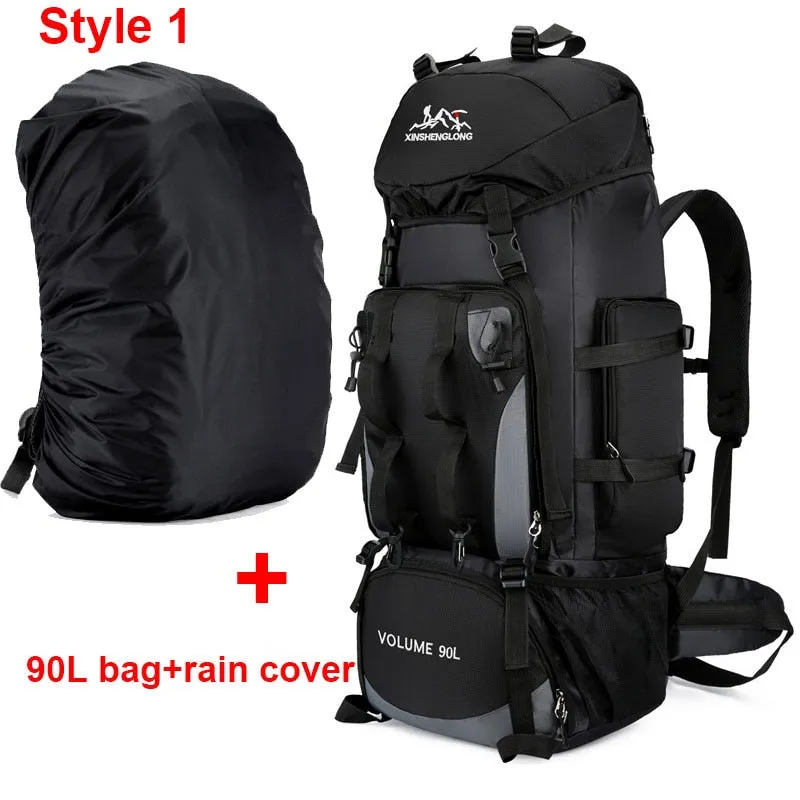 80L 90L large camping backpack travel bag men and women luggage hiking shoulder bags outdoor climbing trekking