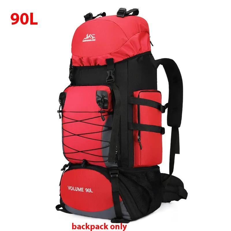 80L 90L large camping backpack travel bag men and women luggage hiking shoulder bags outdoor climbing trekking