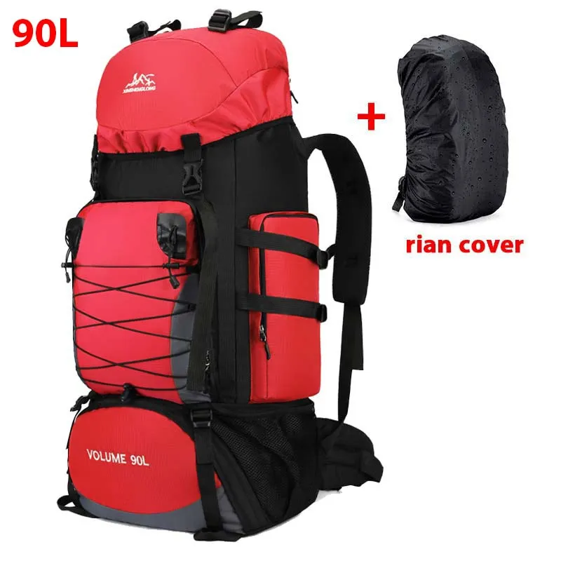80L 90L large camping backpack travel bag men and women luggage hiking shoulder bags outdoor climbing trekking