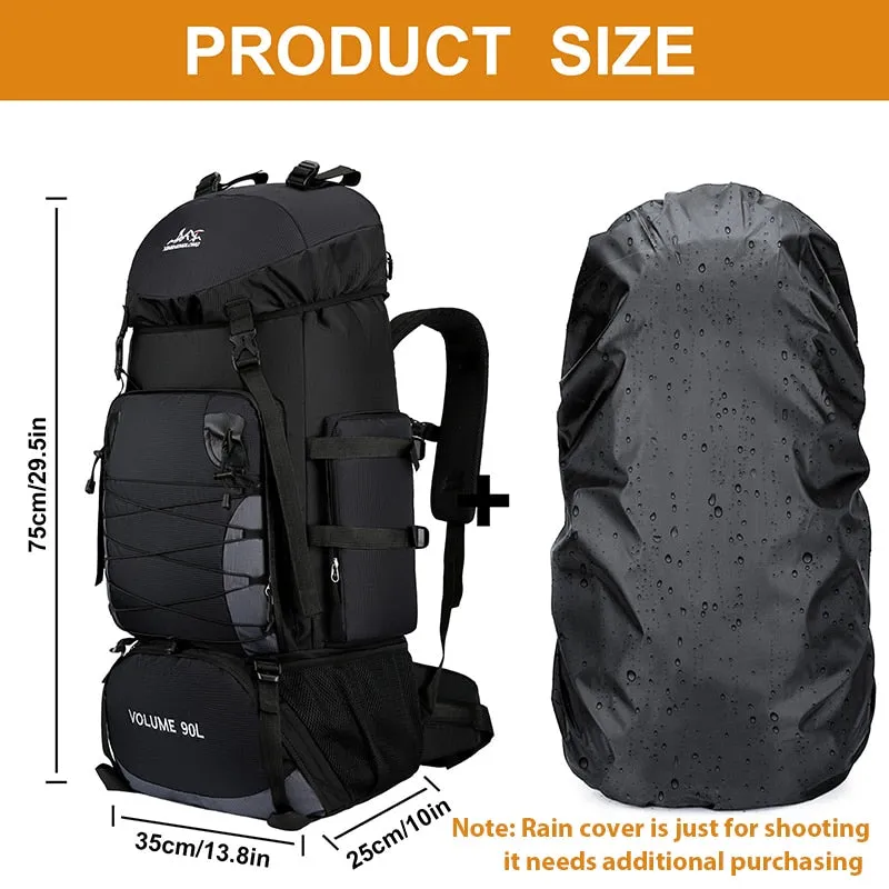 80L 90L large camping backpack travel bag men and women luggage hiking shoulder bags outdoor climbing trekking