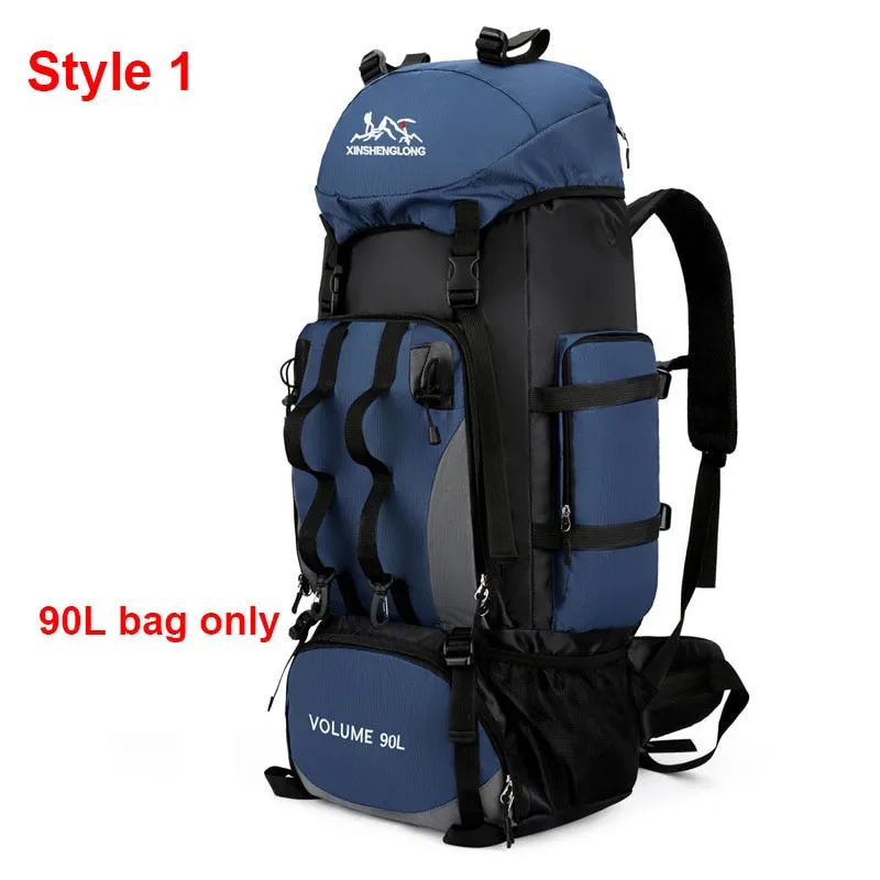 80L 90L large camping backpack travel bag men and women luggage hiking shoulder bags outdoor climbing trekking
