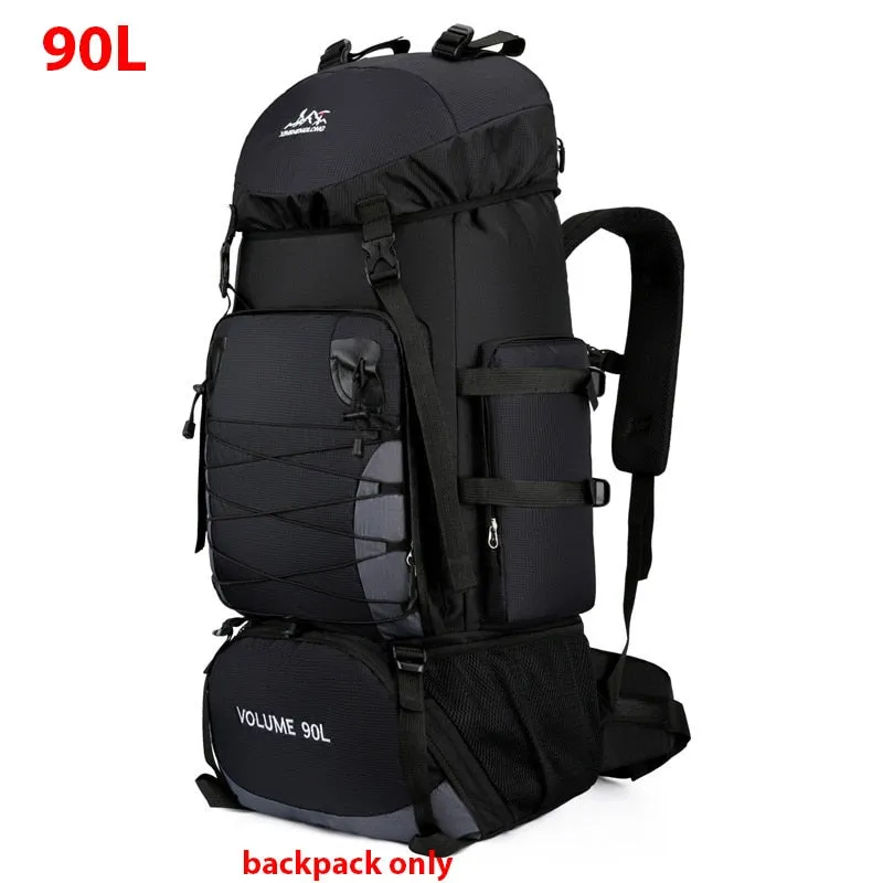 80L 90L large camping backpack travel bag men and women luggage hiking shoulder bags outdoor climbing trekking