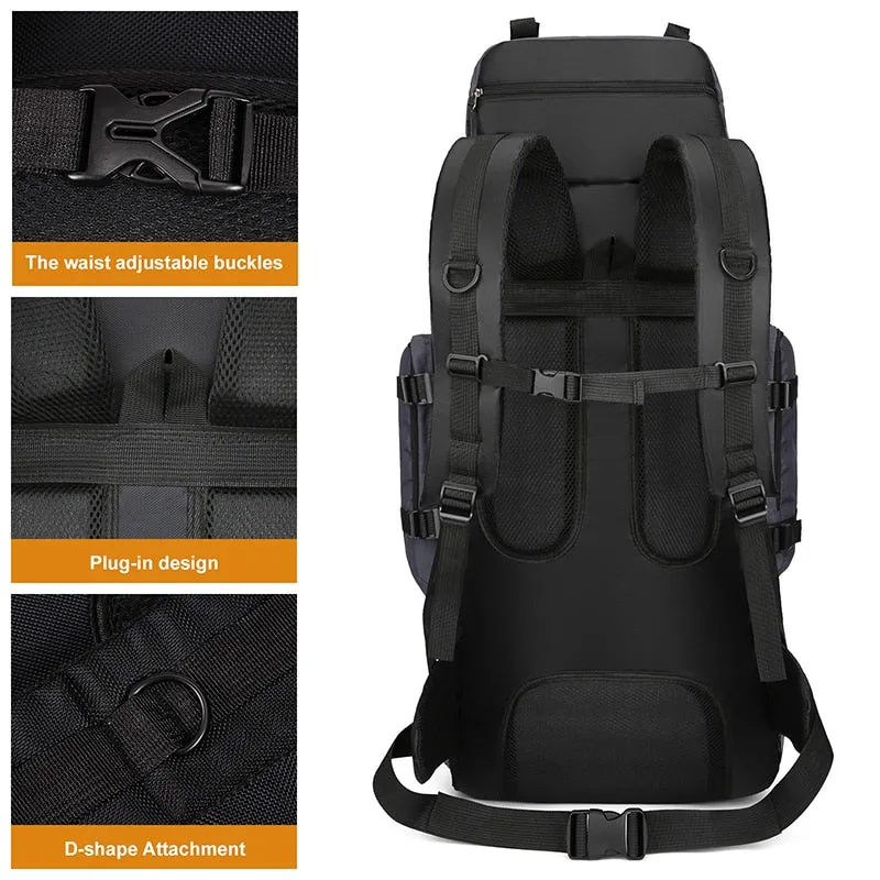 80L 90L large camping backpack travel bag men and women luggage hiking shoulder bags outdoor climbing trekking