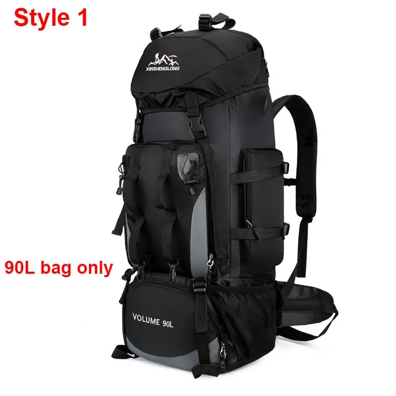 80L 90L large camping backpack travel bag men and women luggage hiking shoulder bags outdoor climbing trekking