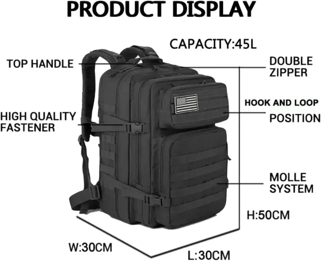 900D Oxford Military Tactical Backpack Molle Army Assault,3 days pack bug out Bag for Photographer,Hicking,Treeking,Travel (Red)