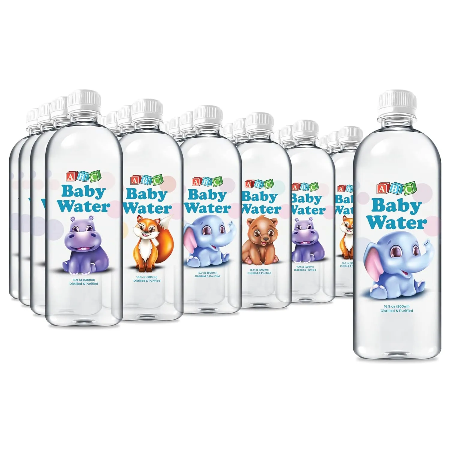 ABC Baby Water Premium Distilled Water for Babies - Healthy Purified 16.9 oz Bottles - Formula, Cereal, Milk, Daily Drinking - 24 Pack