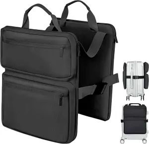 Add-a-Bag Luggage Strap – Adjustable Over Luggage Organizer for Hanging Extra Bag, Hands-Free Multi Travel Accessory for Business Trips & Vacations, Fits Most Suitcases (Black-2)