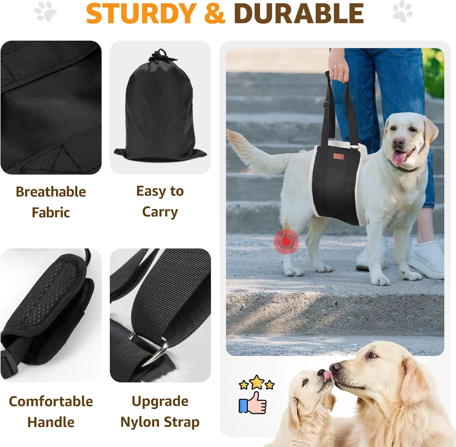 Adjustable Dog Lift Harness Dog Sling for Large Dogs Hind Leg Support Soft Lift Support and Rehab Harness for Weak Rear Legs, Helps Senior, Injured, Disabled and After ACL Surgery Dogs Large