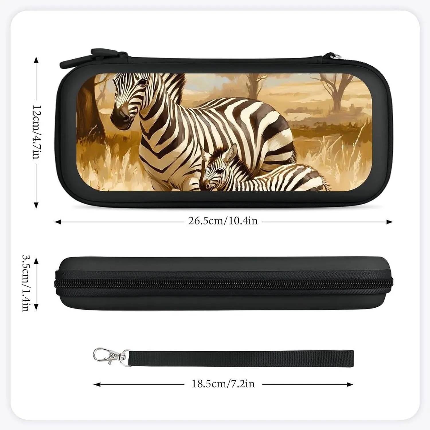 African Zebras Compatible with Switch Carrying Case Hard Travel Game Bag Pouch with 15 Games Accessories
