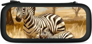 African Zebras Compatible with Switch Carrying Case Hard Travel Game Bag Pouch with 15 Games Accessories