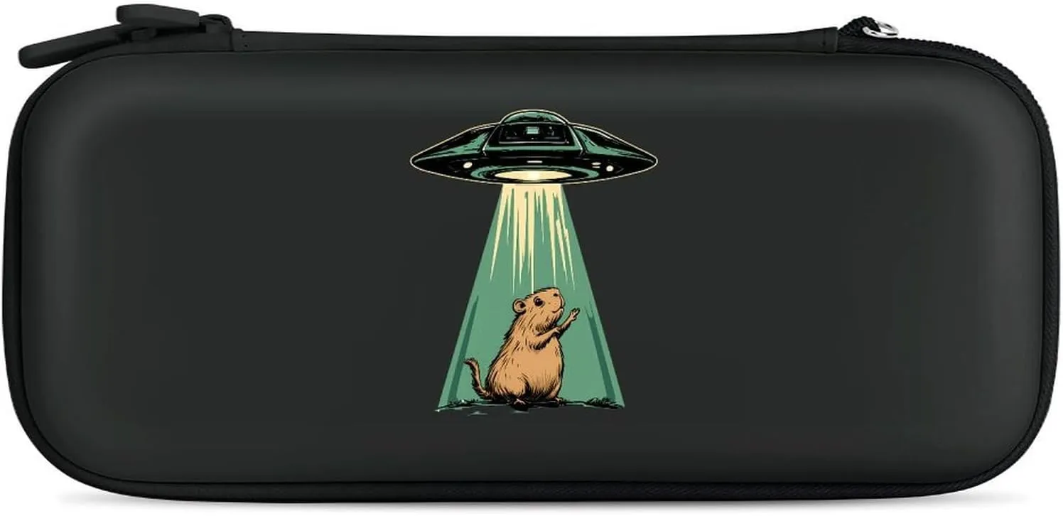 Aliens Capybara Guinea Pigs Compatible with Switch Carrying Case Hard Travel Game Bag Pouch with 15 Games Accessories