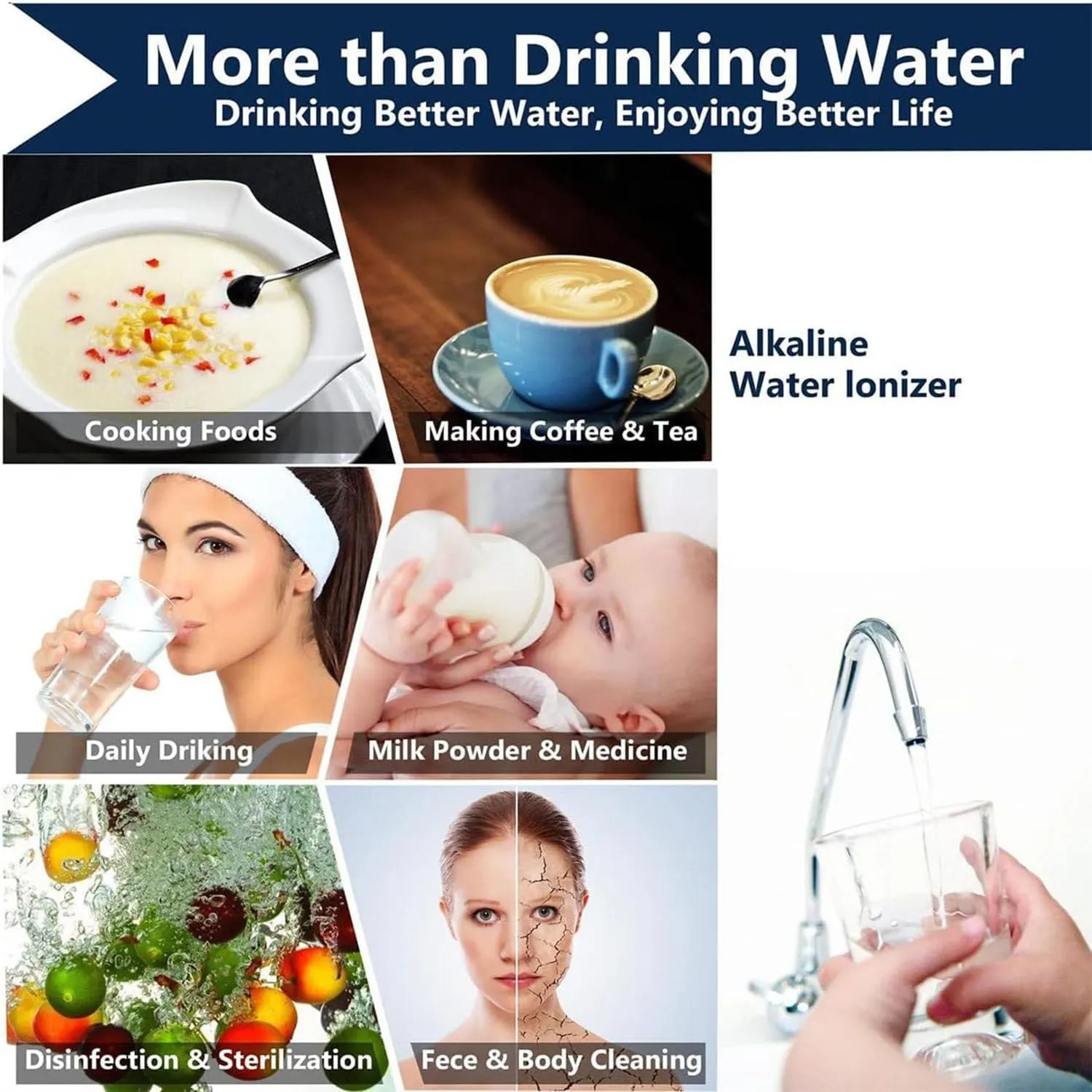 Alkaline Electrolyzed Water Machine Ph 3.5-10.5, Home Filtration System 8000 Liters per Filtration, 7 Water Settings, Automatic Cleaning, Smart Voice,silver-110V