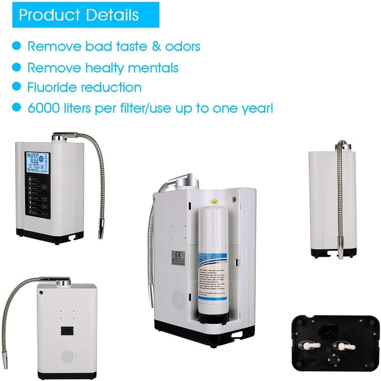 Alkaline Electrolyzed Water Machine Ph 3.5-10.5, Home Filtration System 8000 Liters per Filtration, 7 Water Settings, Automatic Cleaning, Smart Voice,silver-110V