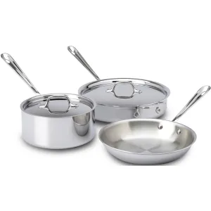 All-Clad, 401599, Stainless Steel, 5-Piece Stainless Steel Cookware Set