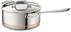 All-Clad Copper Core 5-Ply Stainless Steel Sauce Pan 3 Quart Induction Oven Broiler Safe 600F Pots and Pans, Cookware Silver