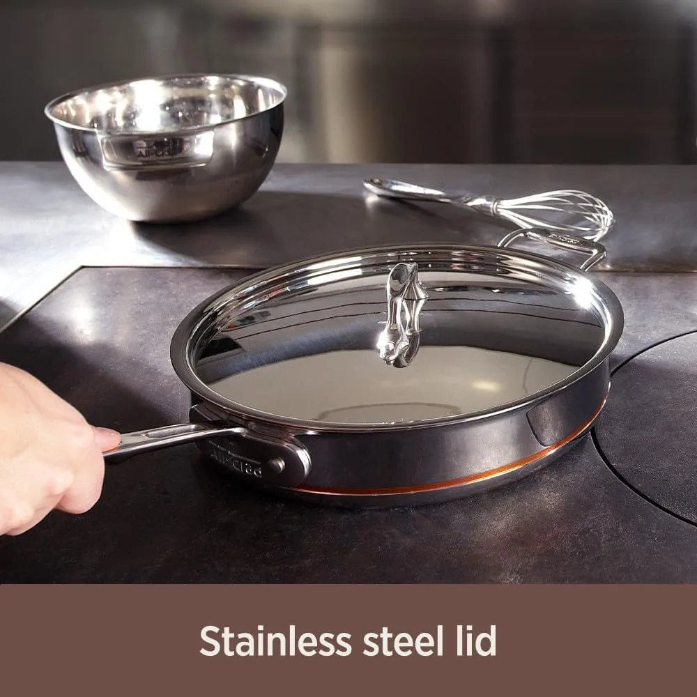 All-Clad Copper Core 5-Ply Stainless Steel Sauce Pan 3 Quart Induction Oven Broiler Safe 600F Pots and Pans, Cookware Silver