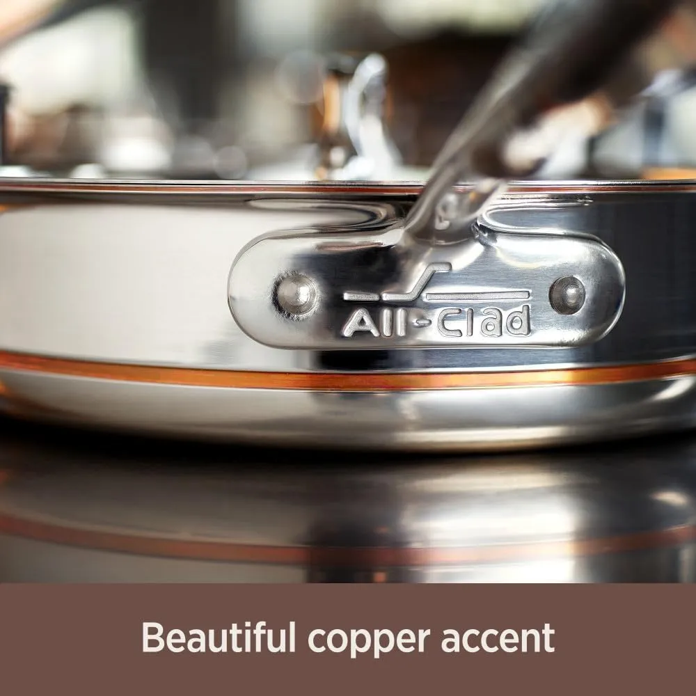 All-Clad Copper Core 5-Ply Stainless Steel Sauce Pan 3 Quart Induction Oven Broiler Safe 600F Pots and Pans, Cookware Silver