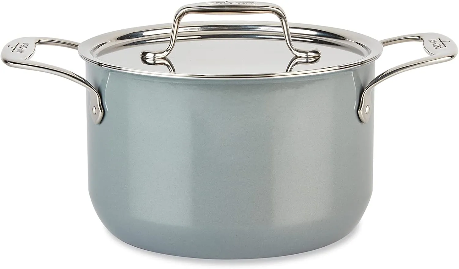 All-Clad FusionTec Ceramic Soup Pot 4 Quart Induction Oven Broiler Safe 500F Pots and Pans, Cookware Platinum