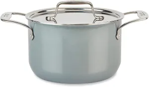 All-Clad FusionTec Ceramic Soup Pot 4 Quart Induction Oven Broiler Safe 500F Pots and Pans, Cookware Platinum