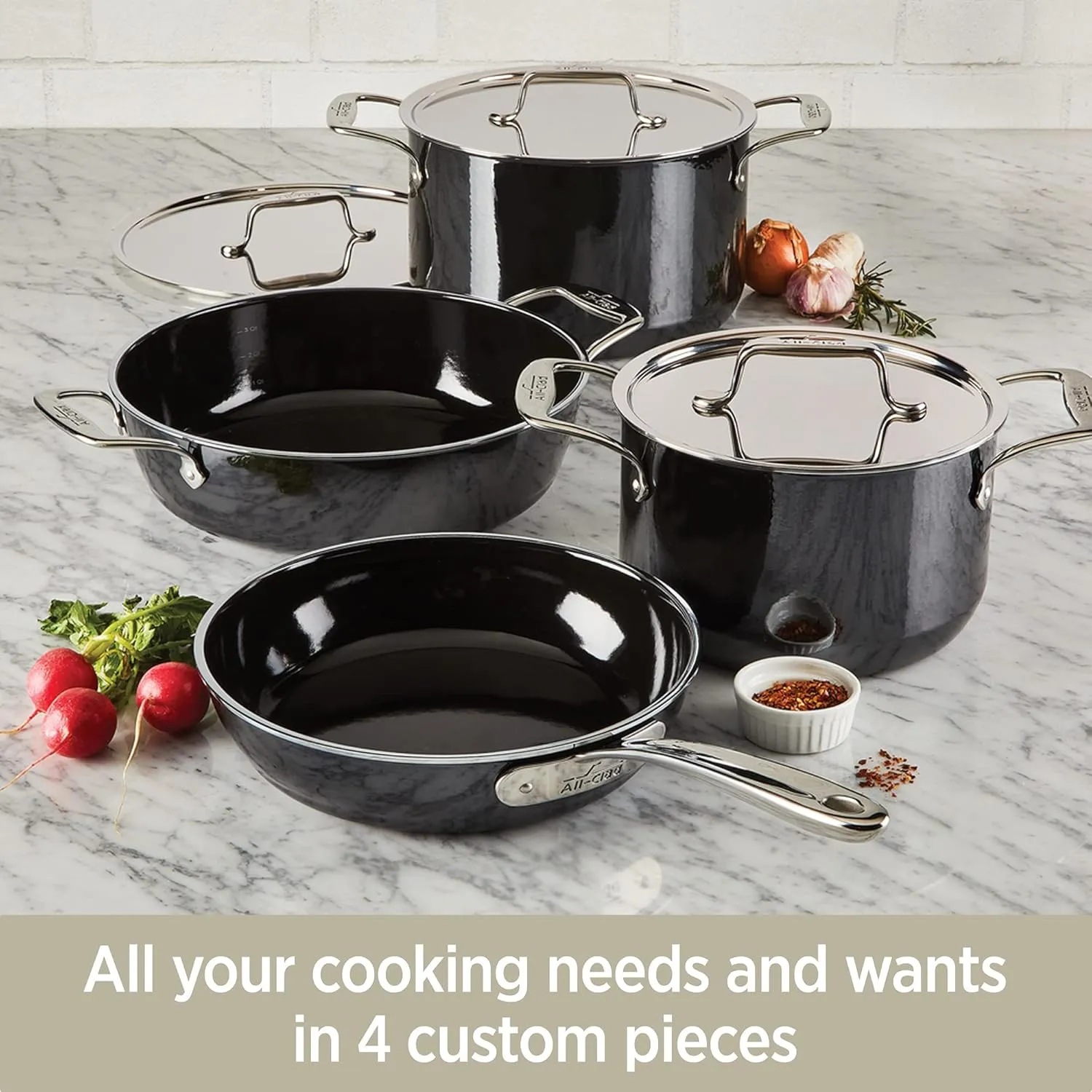 All-Clad FUSIONTEC Natural Ceramic with Steel Core Soup Pot, 4 quart, Onyx