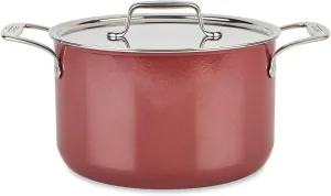 All-Clad FUSIONTEC Natural Ceramic with Steel Core Soup Pot with Lid, 4 quart, Rose Quartz
