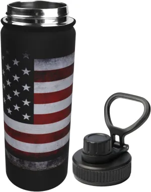 American Flag 18 OZ Insulated Stainless Steel Bottles, Vintage US Flag Sports Water Tumbler with Lid Unisex Insulated Water Cup for Outdoor Sports Hiking Cycling﻿