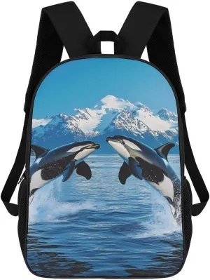 Animal Orcas Iceberg Laptop Backpack for Men Women 17 Inch Shoulder Bag Travel Daypack