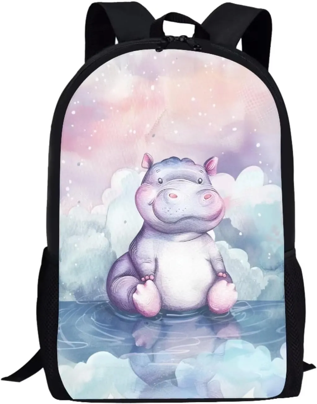 Anime Hippo Cloud Star Travel Backpack Girls Boys School Bookbag Kawaii Hiking Gym Backpack 17 Inch