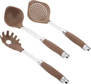 Anolon Gadgets Utensil Kitchen Pasta Cooking Tools Set, 3 Piece, Bronze Brown
