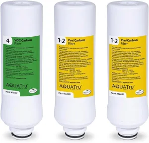 AquaTru - 1 Year Combo Pack - Includes 2 Pre-Filters & 1 Carbon Filter for Reverse Osmosis Water Purifier (for AquaTru Classic, Connect & Under Sink AquaTru Water Purifier Filter)