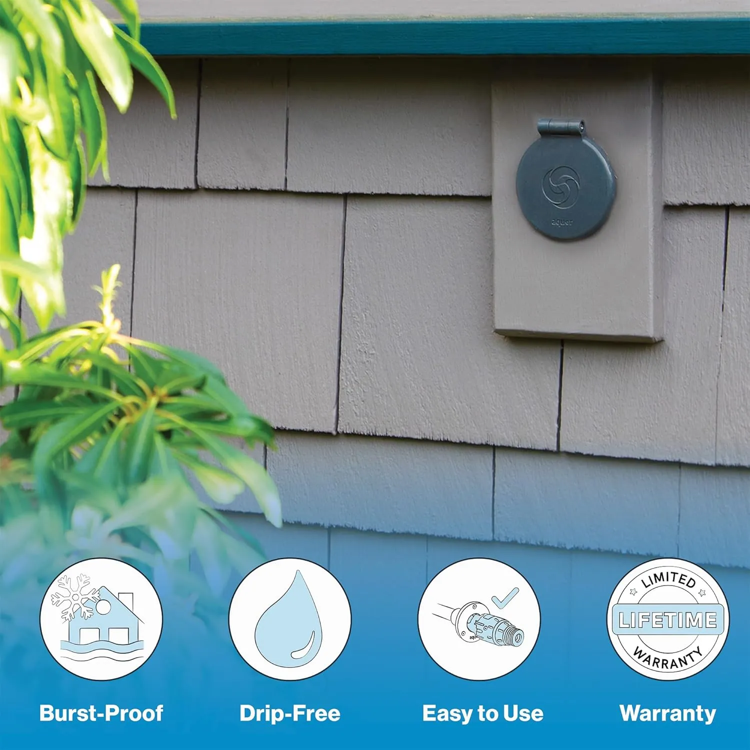 Aquor House Hydrant V1  Frost Free Outdoor Faucet, Anti Siphon Valve with Quick Connect, Frost Proof Hose Bib Flush Wall Faucet, Slate Gray