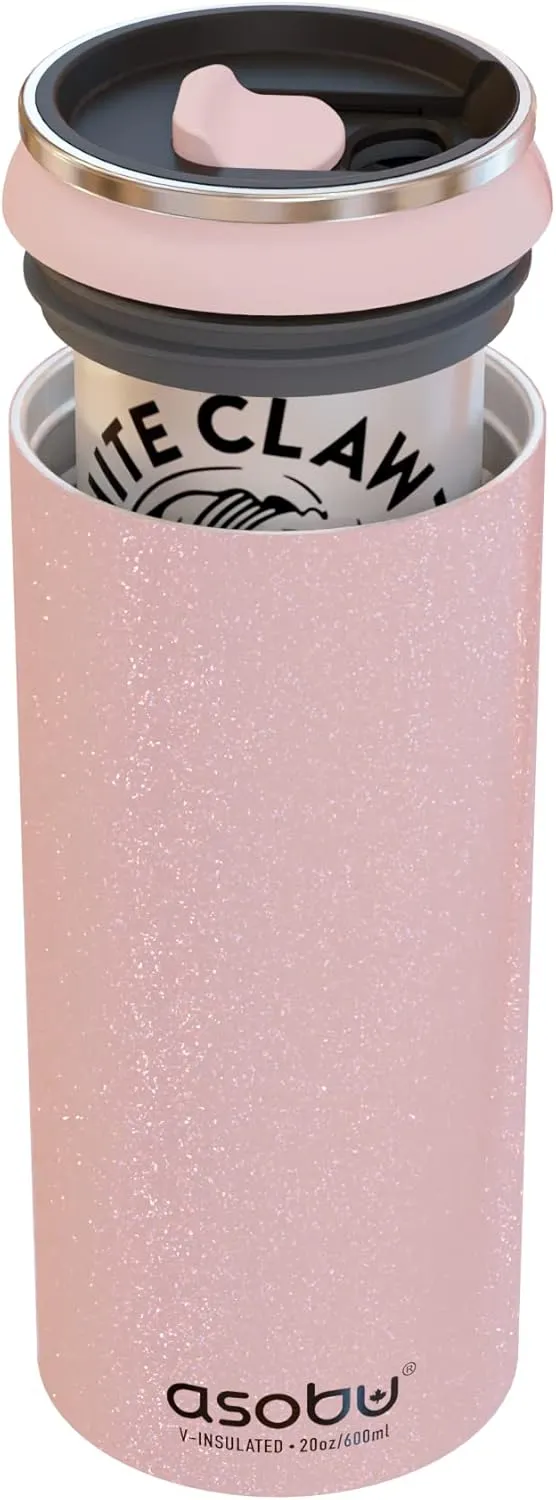 Asobu Multi Can Cooler Insulated Sleeve fits for Slim and Standard 12 Oz and 16 Oz Hard Seltzer, Soda, Beer or Energy Drinks and all standard size Beer Bottles - Glitter Pink)