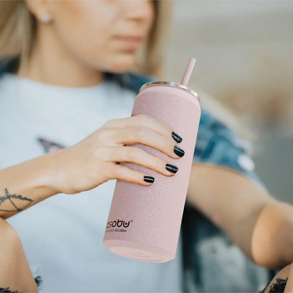 Asobu Multi Can Cooler Insulated Sleeve fits for Slim and Standard 12 Oz and 16 Oz Hard Seltzer, Soda, Beer or Energy Drinks and all standard size Beer Bottles - Glitter Pink)