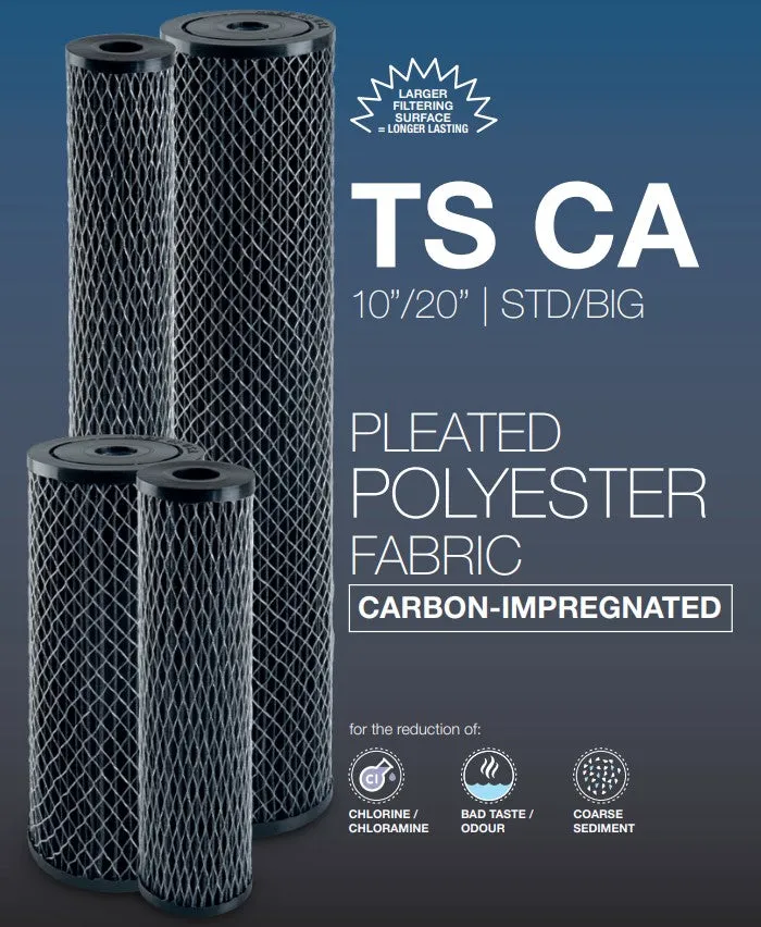Atlas Filtri 20" x 4.5" 10 Micron Carbon Pleated Filter Cartridge (110LPM)
