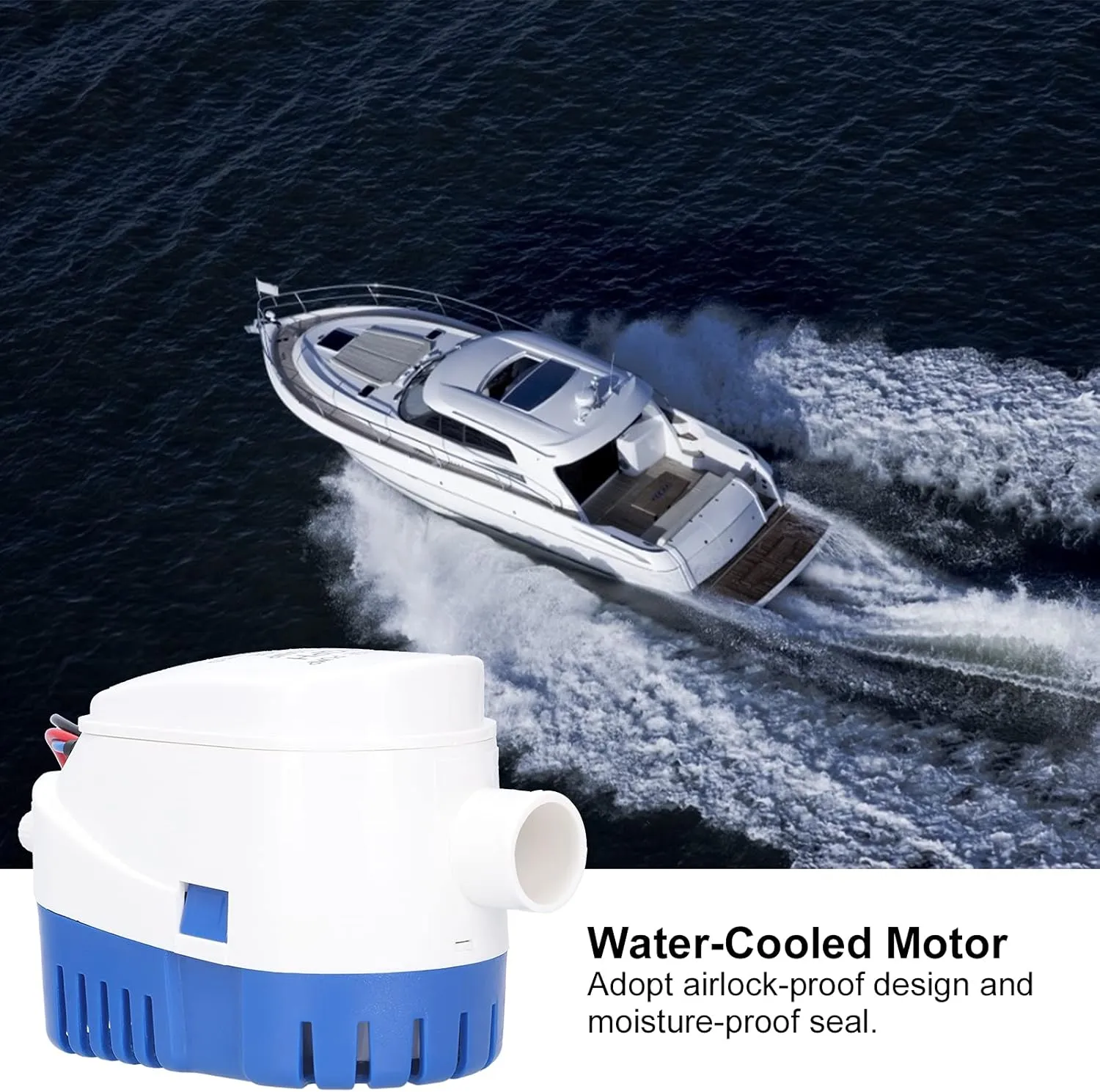 Automatic Submersible Electric Boat Power Pump,for Sewage Treatment and Sampling, Water Purification, Drainage and More (DC24V 750GPH)