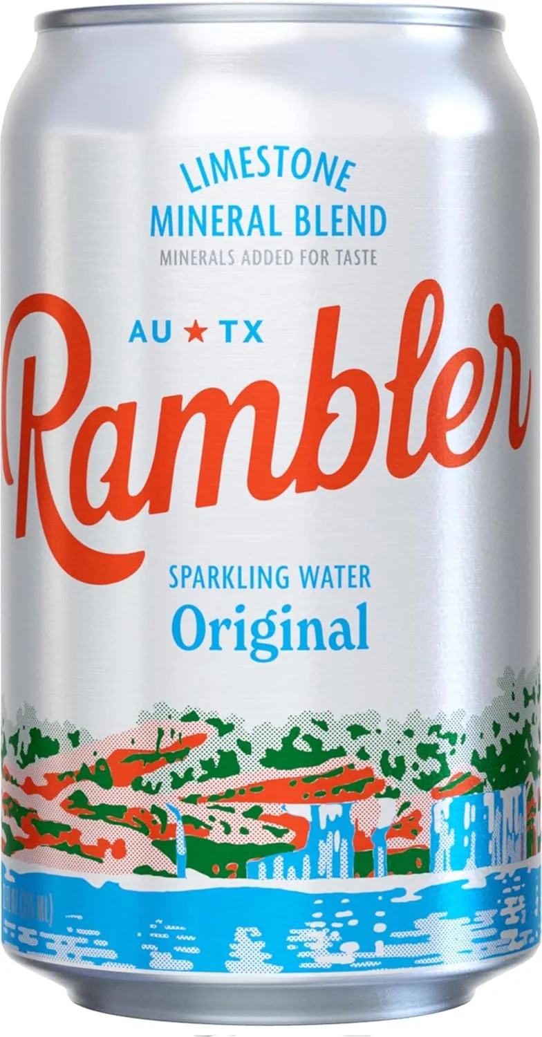 AUTX RAMBLER Sparkling Water, Texas Limestone Filtered, 12-Ounce Cans, 12-Pack