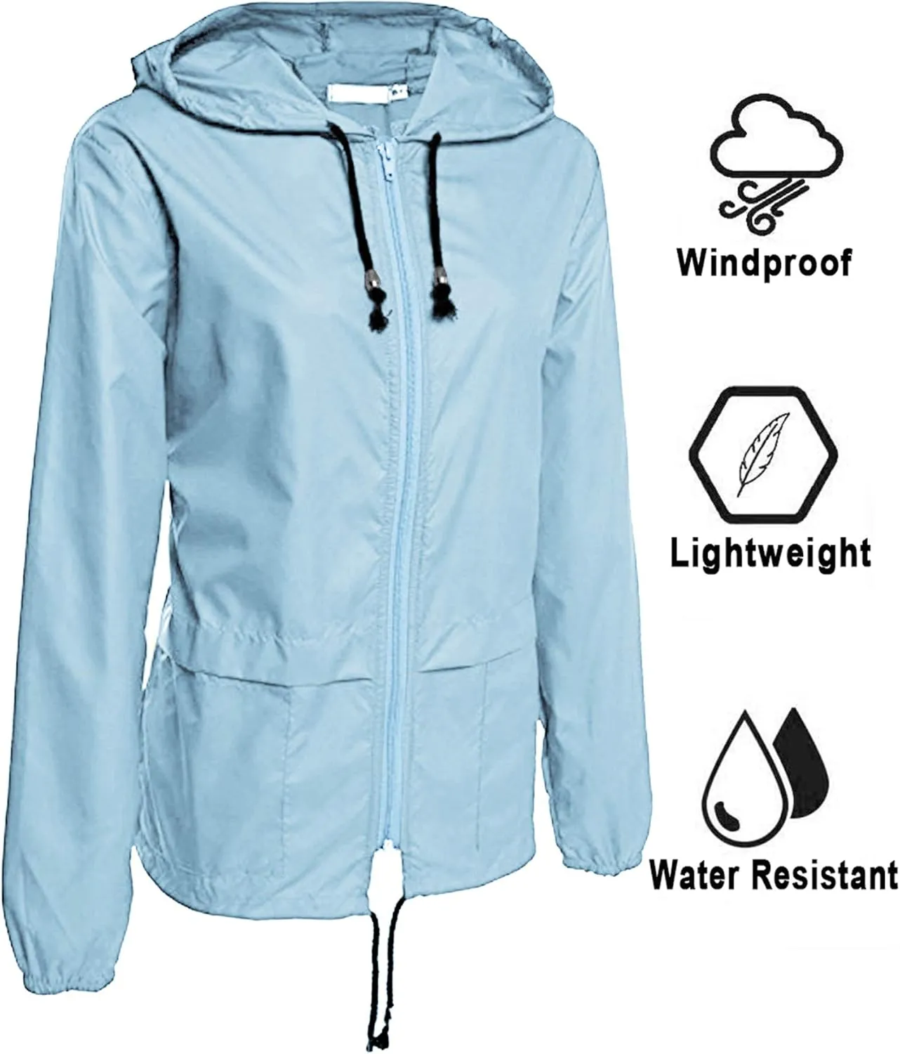 Avoogue Raincoat Women Lightweight Waterproof Rain Jackets Packable Outdoor Hooded Windbreaker