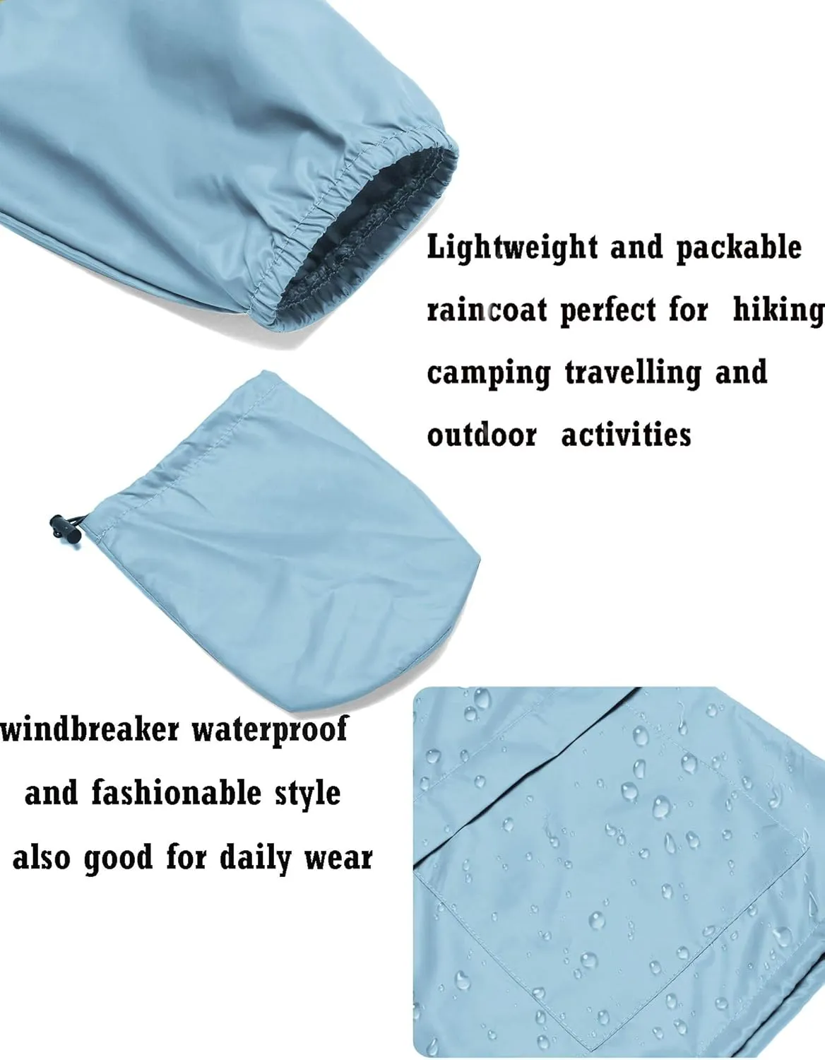 Avoogue Raincoat Women Lightweight Waterproof Rain Jackets Packable Outdoor Hooded Windbreaker