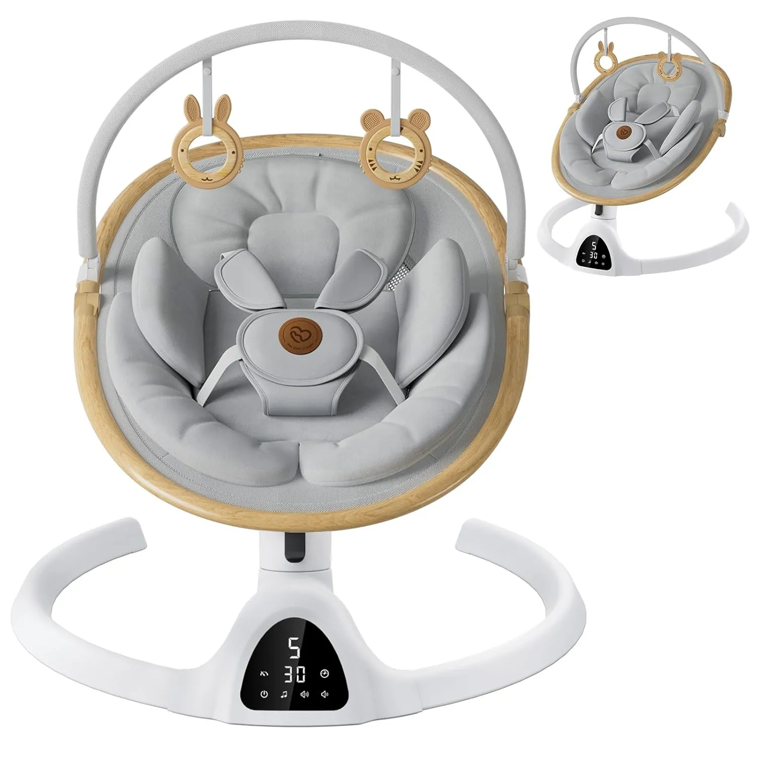 Baby Swings for Infants, Fasonbaby Bluetooth Infant Swing with Music Speaker with 3 Seat Positions, 5 Speeds and Remote Control - Portable Baby Swing for Indoor and Outdoor (White)