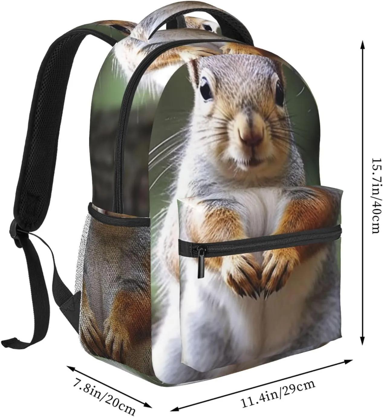 Backpack for Women Men's Casual Daypack Winter Christmas Penguins Hiking Rucksack Outdoor Travel Bag, Squirrel, One Size